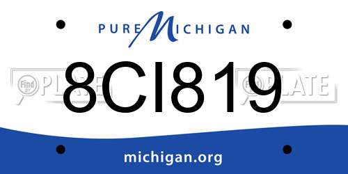 8CI819 Michigan License Plate