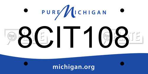 8CIT108 Michigan License Plate
