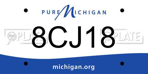 8CJ18 Michigan License Plate