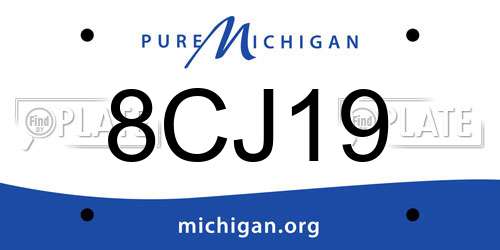 8CJ19 Michigan License Plate