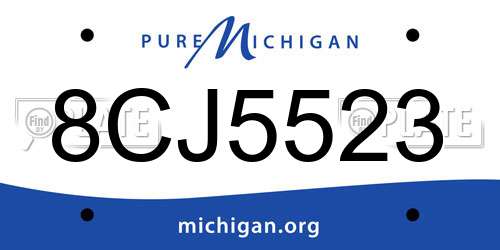 8CJ5523 Michigan License Plate