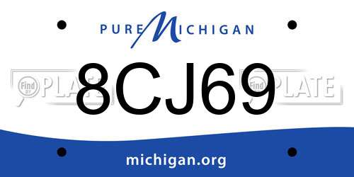 8CJ69 Michigan License Plate
