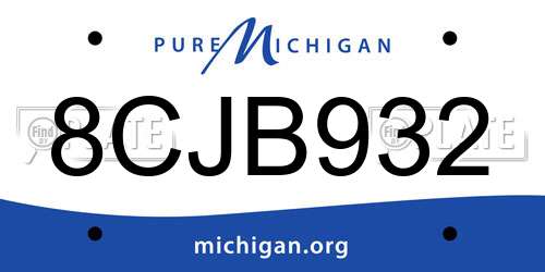 8CJB932 Michigan License Plate