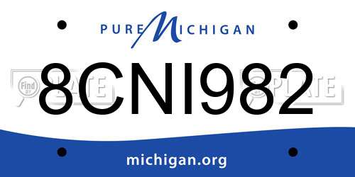 8CNI982 Michigan License Plate
