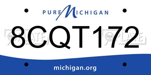 8CQT172 Michigan License Plate