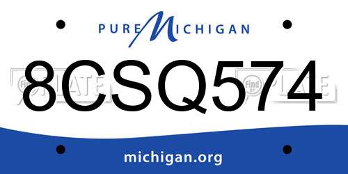 8CSQ574 Michigan License Plate
