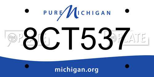 8CT537 Michigan License Plate