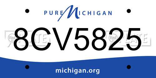 8CV5825 Michigan License Plate