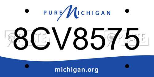 8CV8575 Michigan License Plate