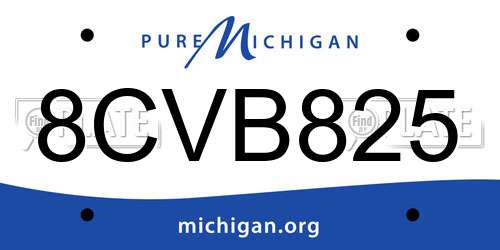 8CVB825 Michigan License Plate