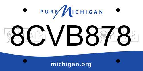 8CVB878 Michigan License Plate