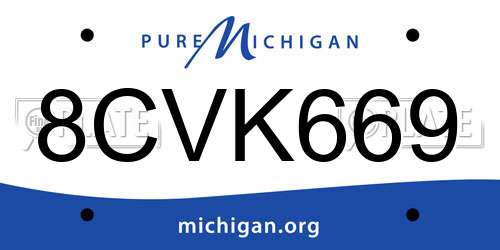8CVK669 Michigan License Plate