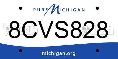 8CVS828 Michigan License Plate