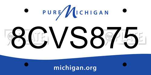 8CVS875 Michigan License Plate