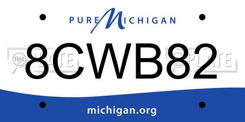8CWB82 Michigan License Plate