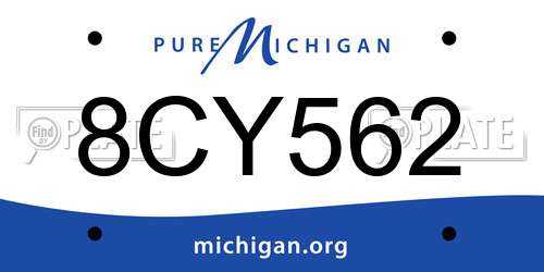 8CY562 Michigan License Plate