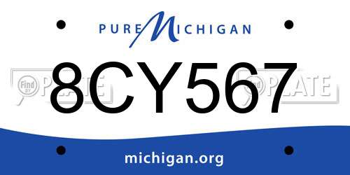 8CY567 Michigan License Plate