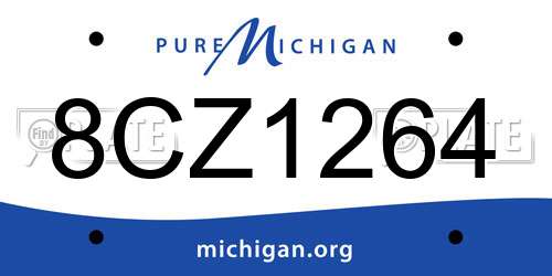 8CZ1264 Michigan License Plate