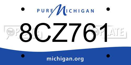 8CZ761 Michigan License Plate