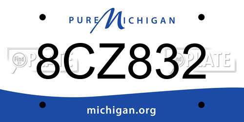 8CZ832 Michigan License Plate