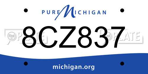 8CZ837 Michigan License Plate