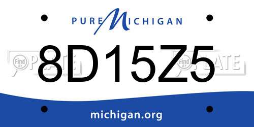 8D15Z5 Michigan License Plate
