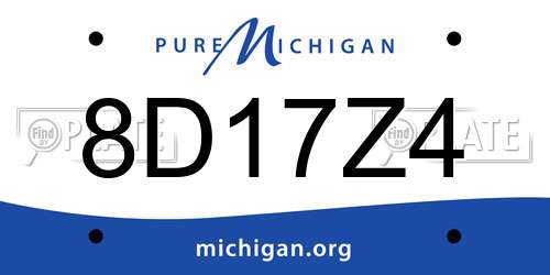 8D17Z4 Michigan License Plate