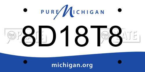 8D18T8 Michigan License Plate
