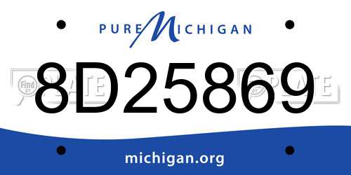 8D25869 Michigan License Plate