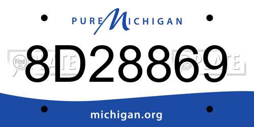 8D28869 Michigan License Plate