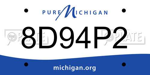 8D94P2 Michigan License Plate