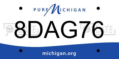 8DAG76 Michigan License Plate