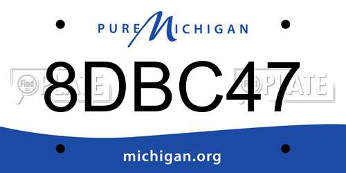 8DBC47 Michigan License Plate