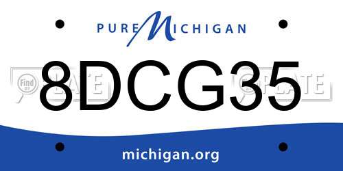 8DCG35 Michigan License Plate