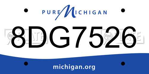 8DG7526 Michigan License Plate
