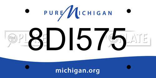8DI575 Michigan License Plate