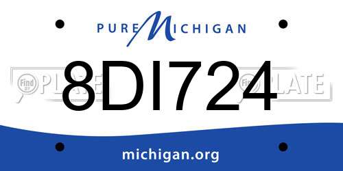 8DI724 Michigan License Plate