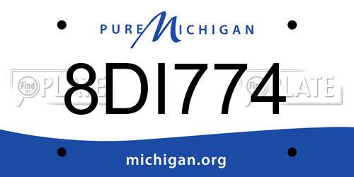 8DI774 Michigan License Plate
