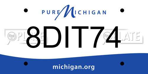 8DIT74 Michigan License Plate