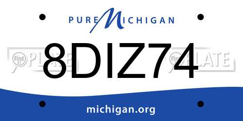 8DIZ74 Michigan License Plate