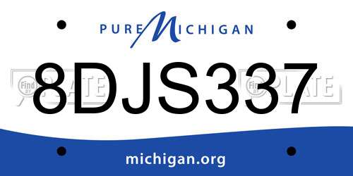 8DJS337 Michigan License Plate