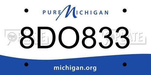 8DO833 Michigan License Plate