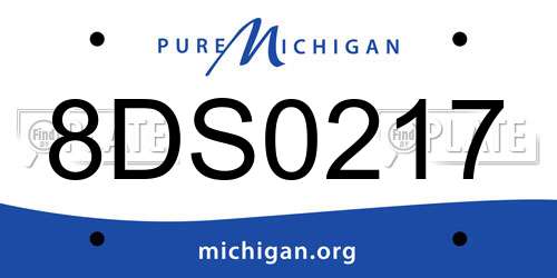 8DS0217 Michigan License Plate