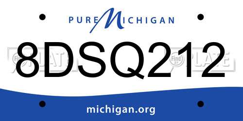 8DSQ212 Michigan License Plate
