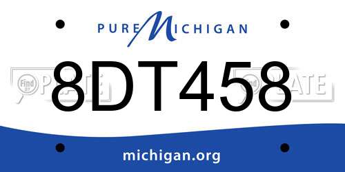 8DT458 Michigan License Plate
