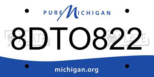 8DTO822 Michigan License Plate