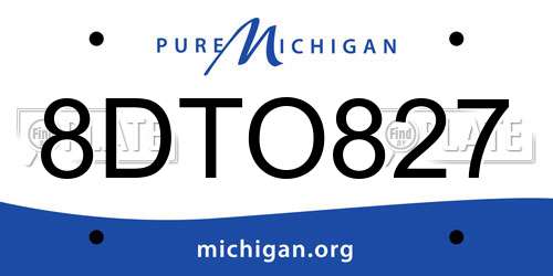 8DTO827 Michigan License Plate
