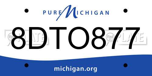 8DTO877 Michigan License Plate