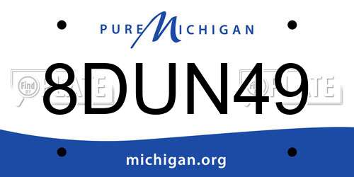 8DUN49 Michigan License Plate