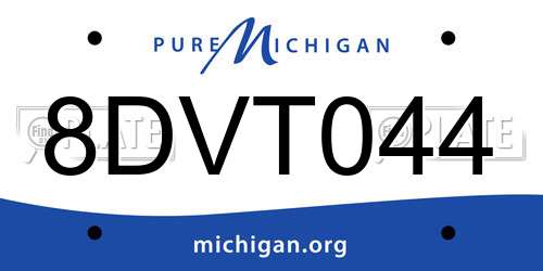 8DVT044 Michigan License Plate
